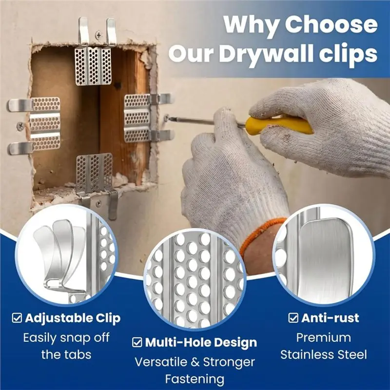 [NEWA08R】 For DIY& Commercial Wall Repair Screws Included, 30 Pack Drywall Repair Clips Kit,1/2 Inch Patch Fasteners