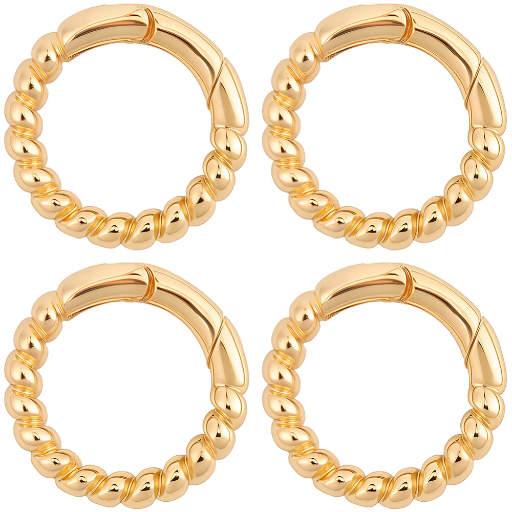 6Pcs Real 18K Gold Plated Brass Spring O Ring Round Spring Gate Clasp Metal Twist Connector Closures Carabiner Buckle Clips