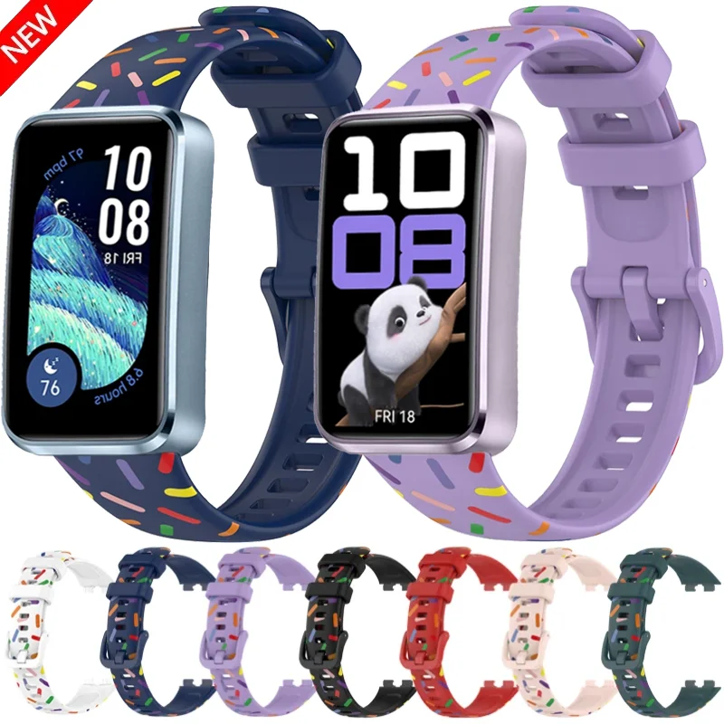Soft Printed Silicone Strap For Huawei Band 10 Sports Smartwatch Comfortable Fashion Bracelet Huawei Band 9 8 Correa Accessories