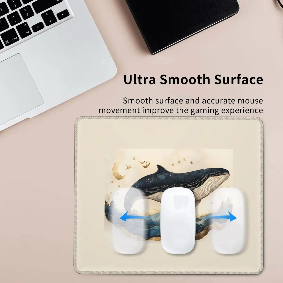 Multi-size Mouse Pad Golden Blue Aesthetic Whale Gamer PC Laptop Mats KeyboardCarpet Computer Gaming Office Accessories Desk Mat