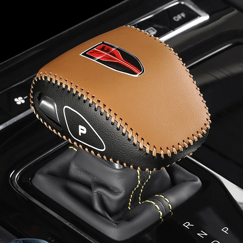 Car Leather Gear Head Protector Shift Knob Cover for Hongqi Hs3 Hs5 Hs7 H6 HQ9 2023 2024 2025 Gear Shift Collars Accessories Kit