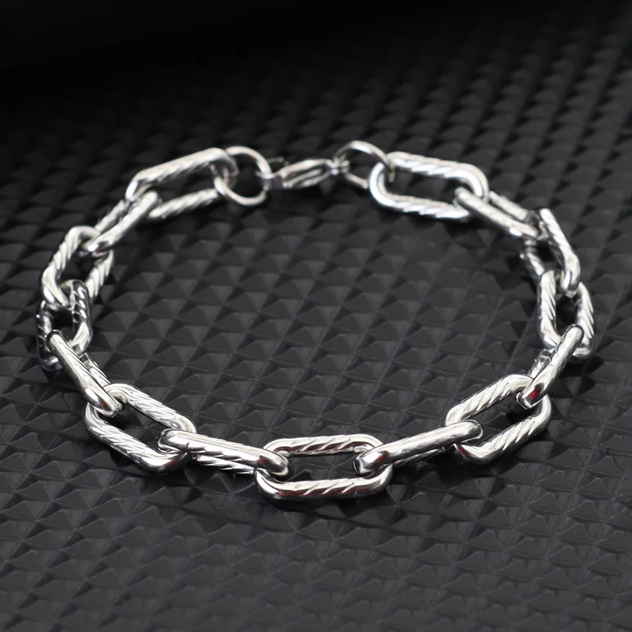 New Stainless Steel Link Bracelet For Men Silver Color Cuban Chain Braslet Hiphop Rock Hand Accessories Pulseria Homme Joias