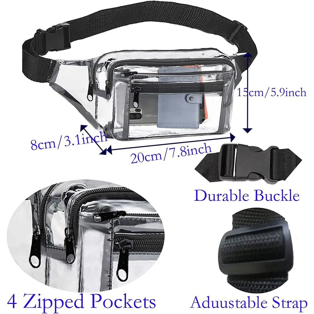 Clear Waist Bag Fashion Belt Bag Bum Bag for Festival Travel Beach Concerts Sporting Event