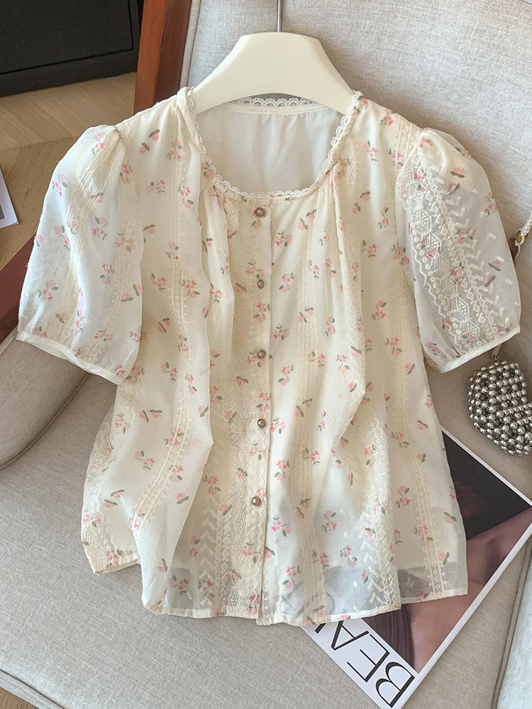 

Женское тонкое платье с цветочным принтом Bubble Sve irt, красивое летнее новое поступление, корейское свободное платье на пуговицах