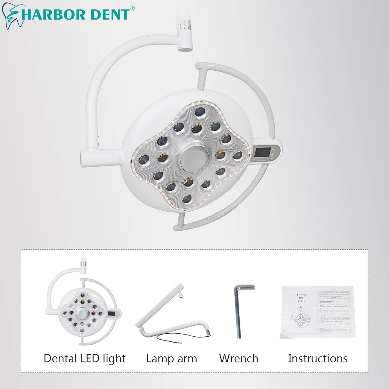 Luce orale dentale a 16 led con braccio della lampada per poltrona operatoria odontoiatrica faretto a infrarossi induttivo luce di colore bianco/giallo