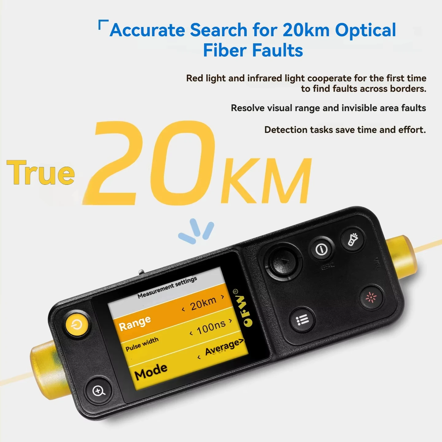 OFW يده OTDR البصرية خطأ مكتشف 20 كجم اختبار الألياف النشطة الحارس FTTB FTTH اختبار نقطة التوقف متر VFL 10MW