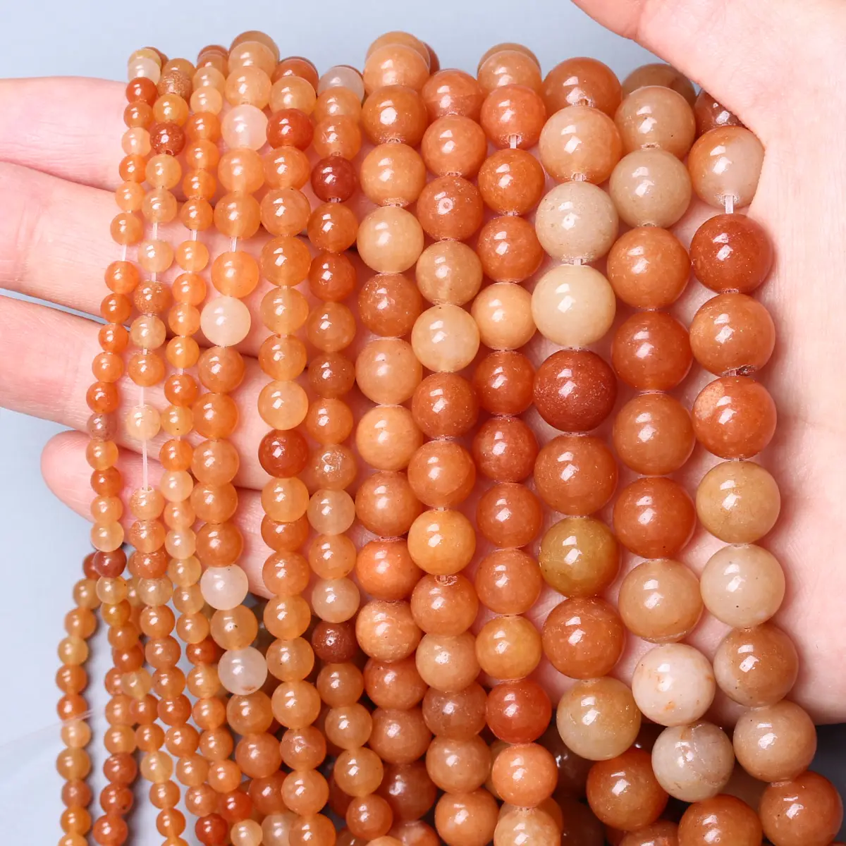 Natural Stone Red Aventurine Jade Round Loose Beads for Jewelry Making DIY Bracelet Keychain 4-10m