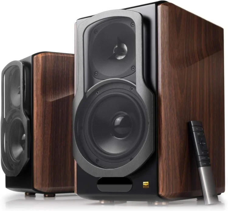 

Edi Fier S2000MKIII Active Bluetooth Bookshelf Speaker 25.7-Inch Wooden Floor Speaker Home Theatre Mini Portable USB