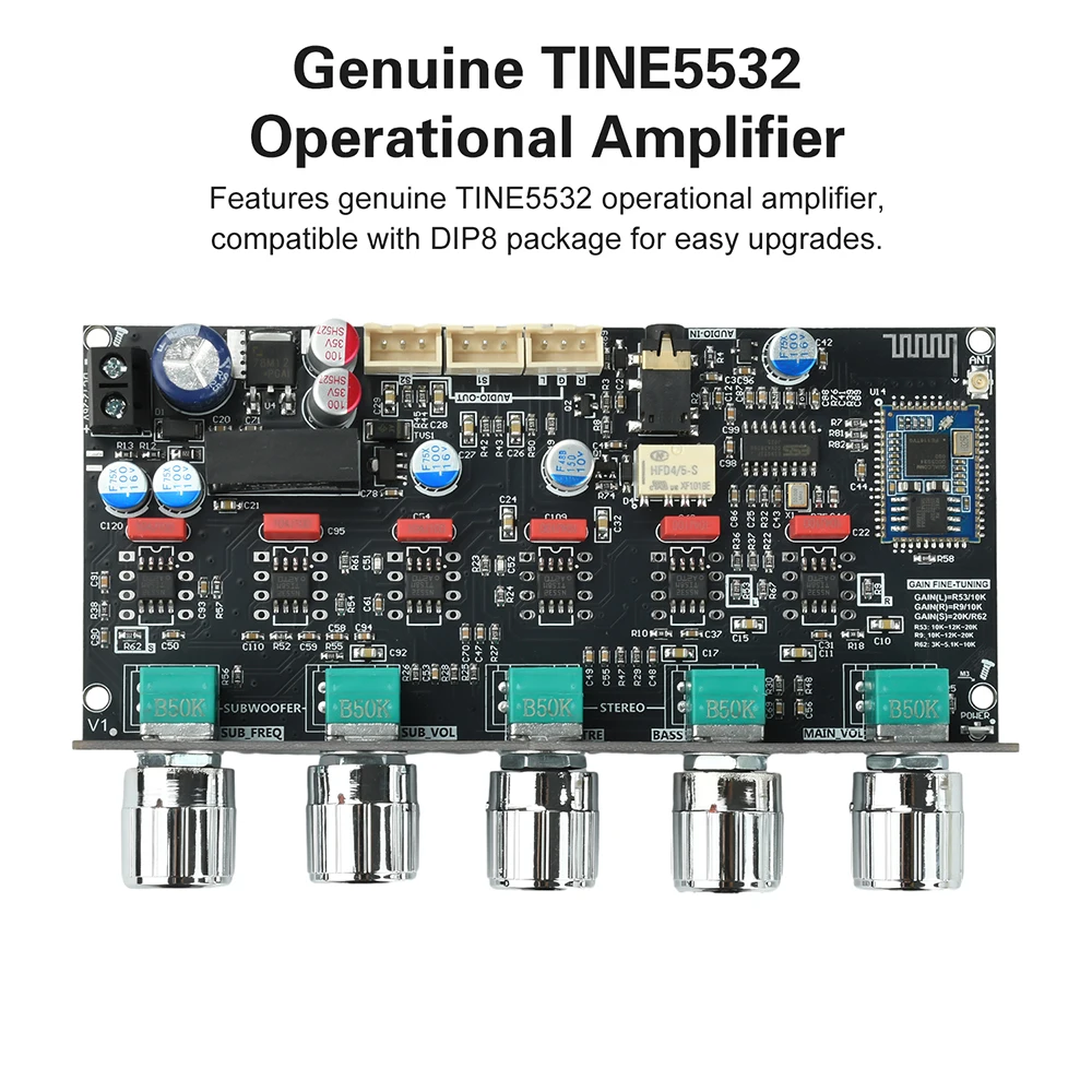 ZK-PRO2 Power Amplifier Decoding Board Fever Pre Stage Tone Board 2.1 Channel Subwoofer With High Pass BT Decode QCC3034+ES9023