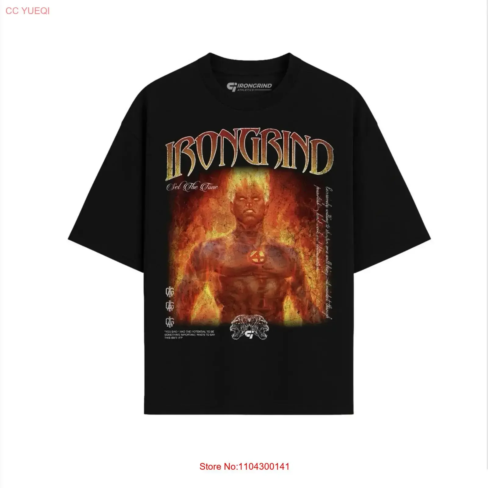 IRON GRIND ATHLETICS LIMITED EDITION 'HUMAN TORCH' BOX T SHIRT BLACK SIZE 3XL vintage Washed Breathable streetwear Slightly