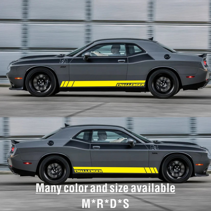 

2 шт., гоночная спортивная дверь, боковые полосы, юбка, наклейка для Dodge Challenger SXT SRT HELLCAT, аксессуары для демонов