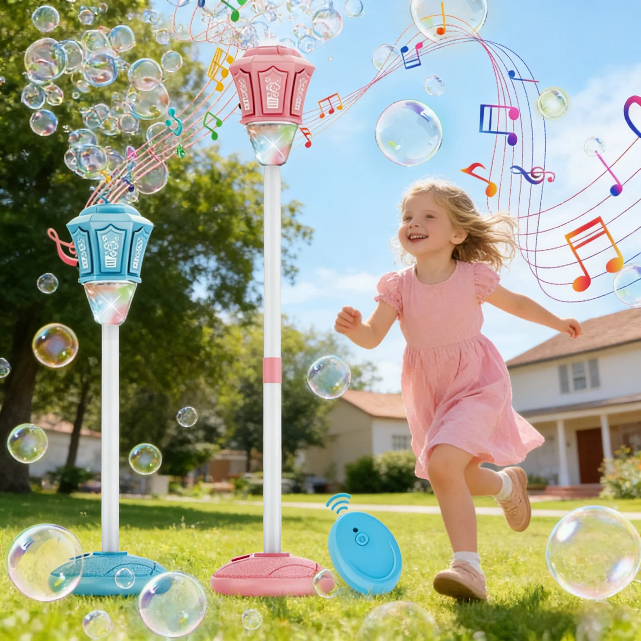 

Remote Control Street Lamp Bubble Machine Kids Auto Bubble Blower with Light Music for Outdoor Garden Party Toy