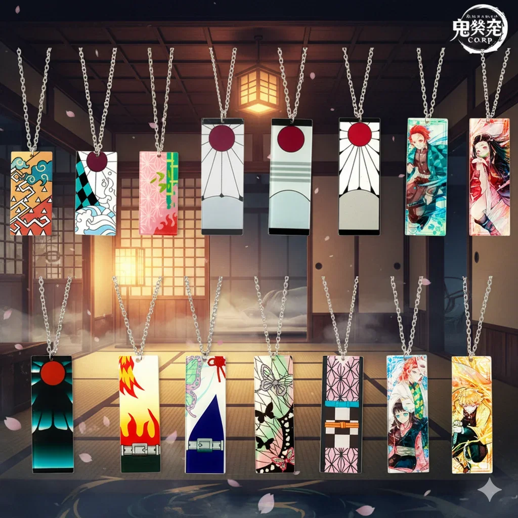 

Japanese Anime Demon Slayer Necklace Kamado Tanjiro Pendant Acrylic Accessories Wholesale Cosplay Jewelry Gift for Fans