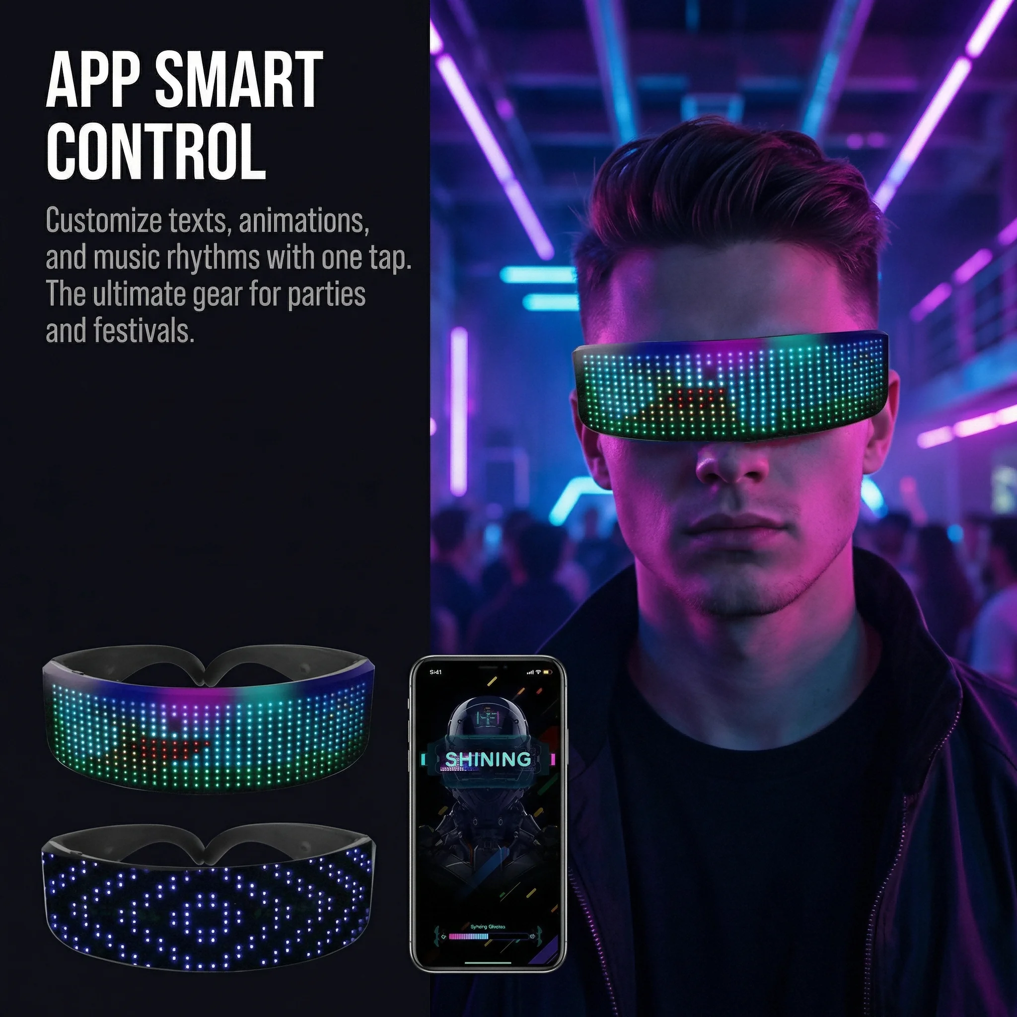 Led Glasses With App Control F - đánh giá và giá Glow In The Dark Party Glasses