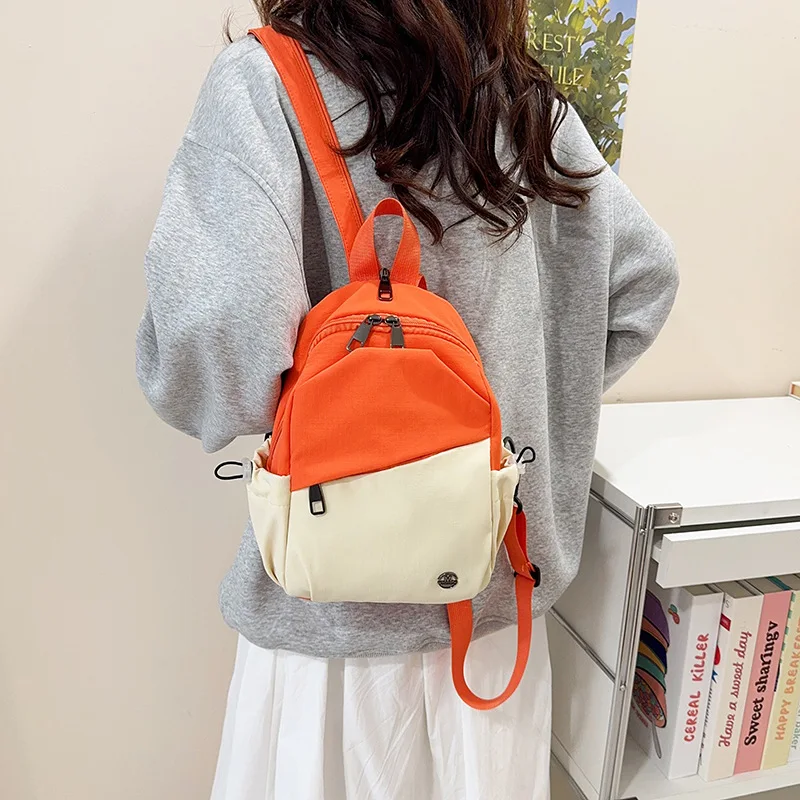 Casual Nylon Multi-layer Lightweight Dual-shoulder Women's Backpack Fashionable Korean Style Versatile Single-shoulder Bag