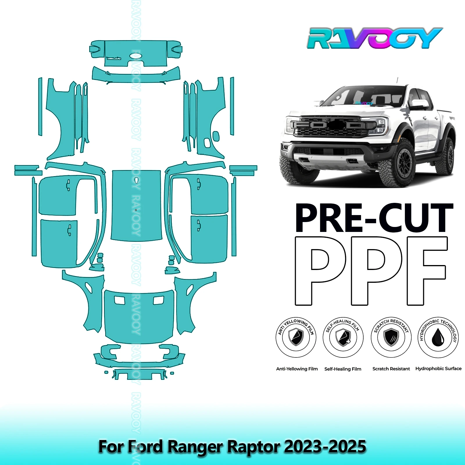 

Car Precut PPF Paint Protection Film Full Vehicle For Ford Ranger Raptor 2023-2025