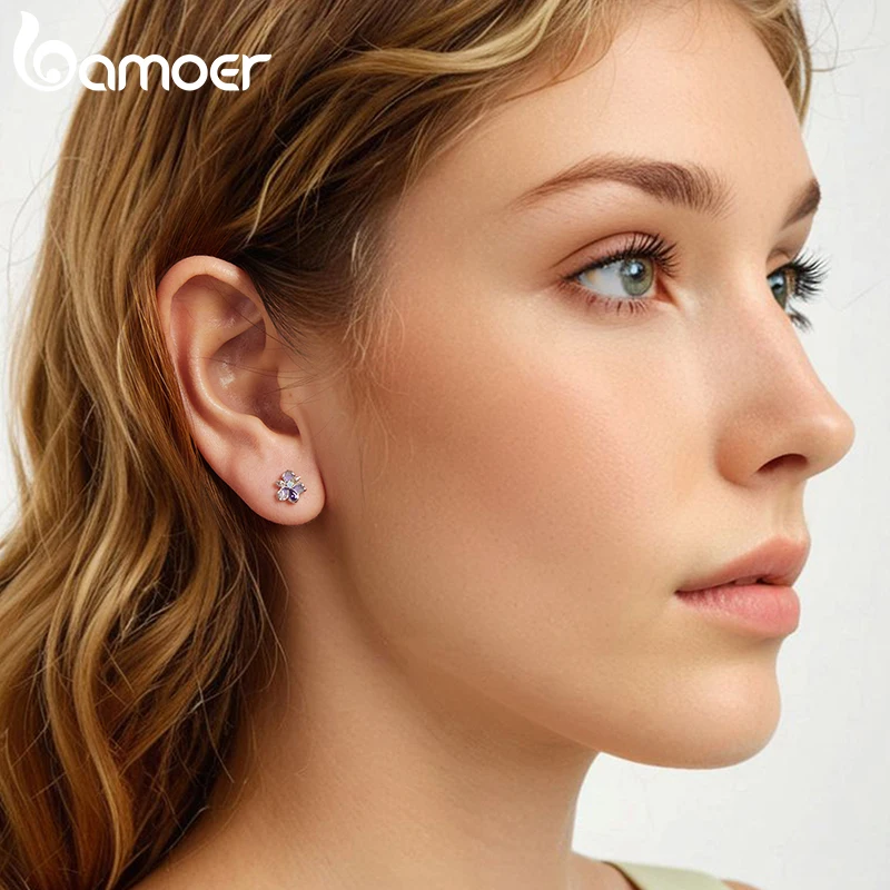 Women's Gold Plated Iris Flower Opal Stud Earrings, Birthday Gift