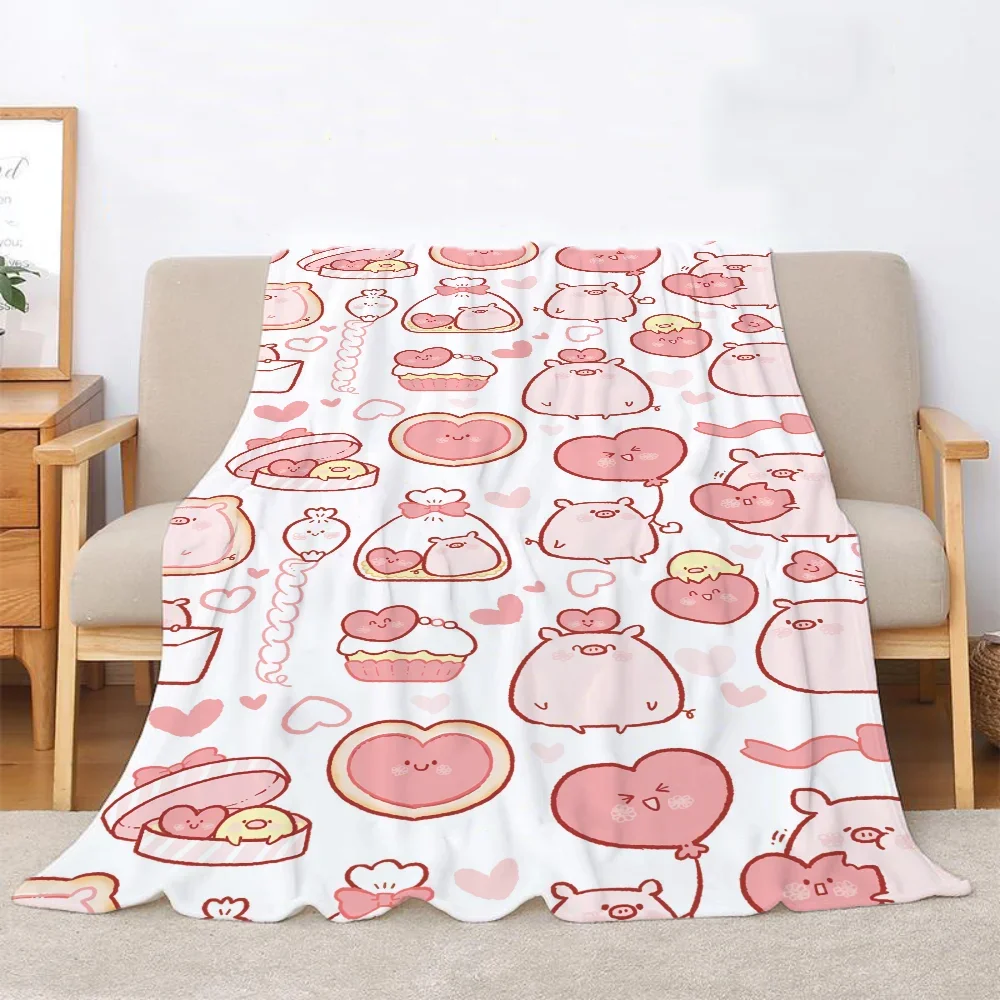 Pink Pig Throw Blanket 150x200 Thick Blankets for Winter Beach Towel Home Interior Microfiber Bedding Knitted Plaid Knee Nap Bed
