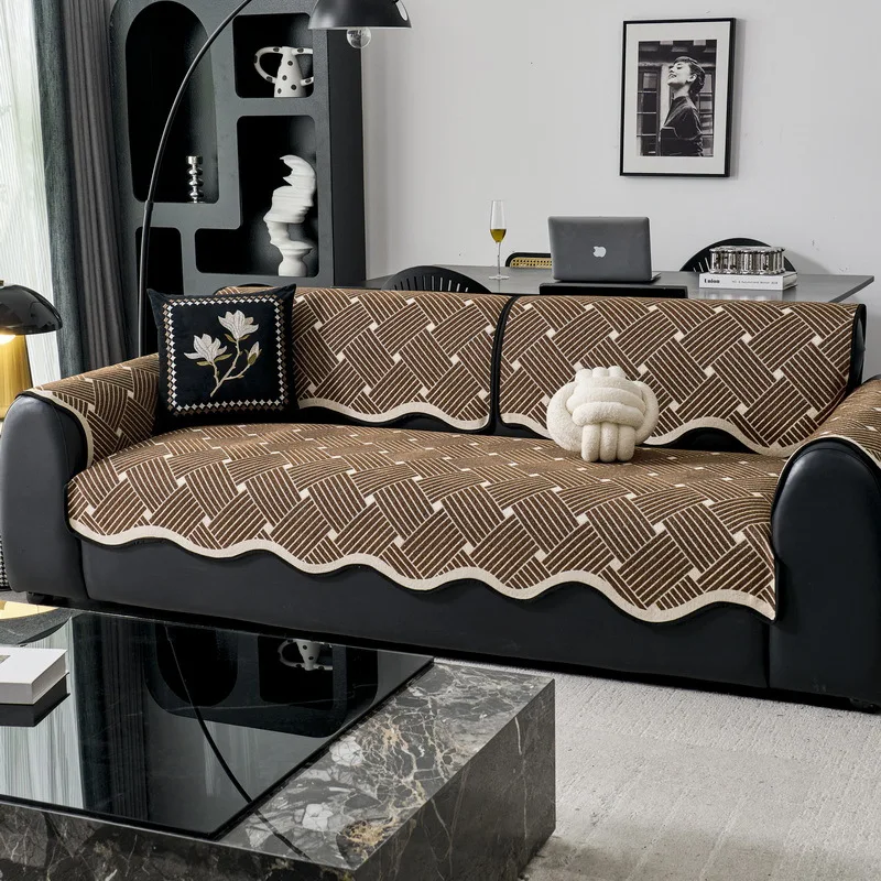 EIFLOY-Irregular Braided Pattern Sofa Cover, Non Slip, Chenille Couch Slipcover, 2, 3 Seater, Chair Furniture Protector