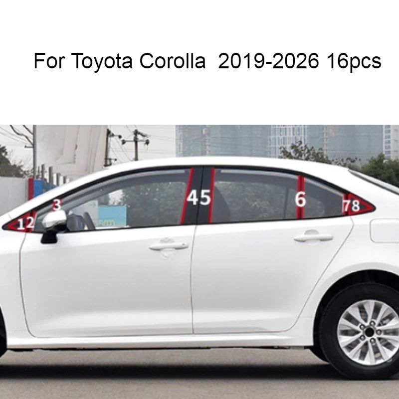 

Car Sticker For Toyota Corolla 2014-2026 Door Central Window Middle Column Trim Patch C-pillar Bright Black Cover Sedan