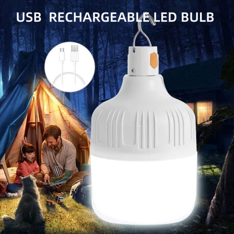 

USB Rechargeable LED Bulb 40W/60W/80W Outdoor Emergency ight Hook Camping Fishing Portable Lantern Night ight