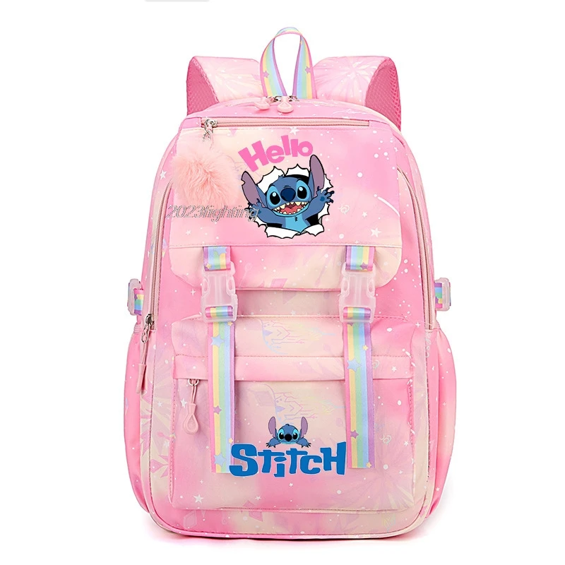 Lilo & Stitch Schoolbag Primary Lightqwight Student Backpack New multi-pocket large capacity Grls Mochilas