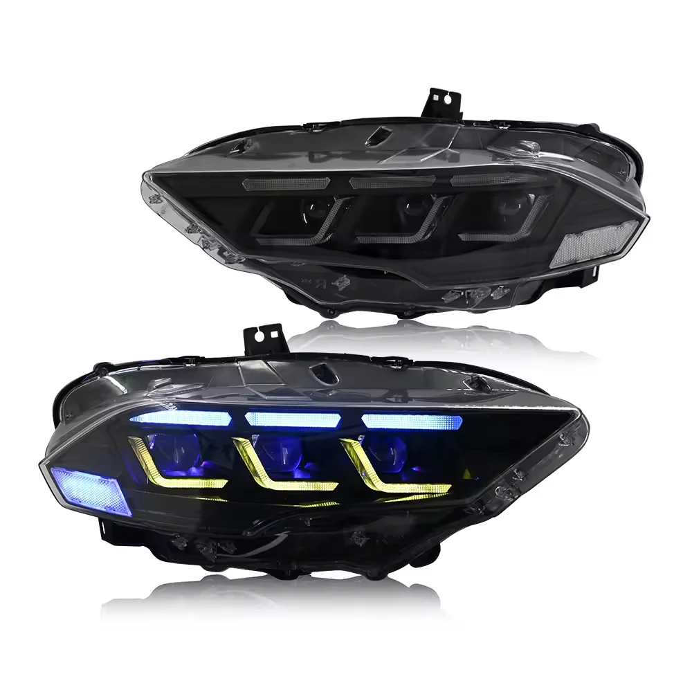 RGB Lamps For Ford Mustang 18-22 Led Front Lamp With Colorful Dynamic Animation Car Modified Led Headlights Assembly