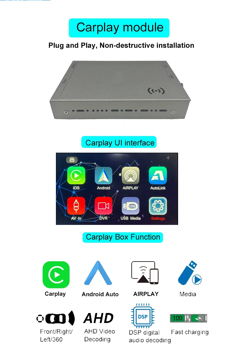 OEM Screen Upgrade for Volvo XC90 XC60 XC40 S90 S60 V90 V60 Carplay AI Upgrade Adapter Android Auto Wireless Apple Carplay Box