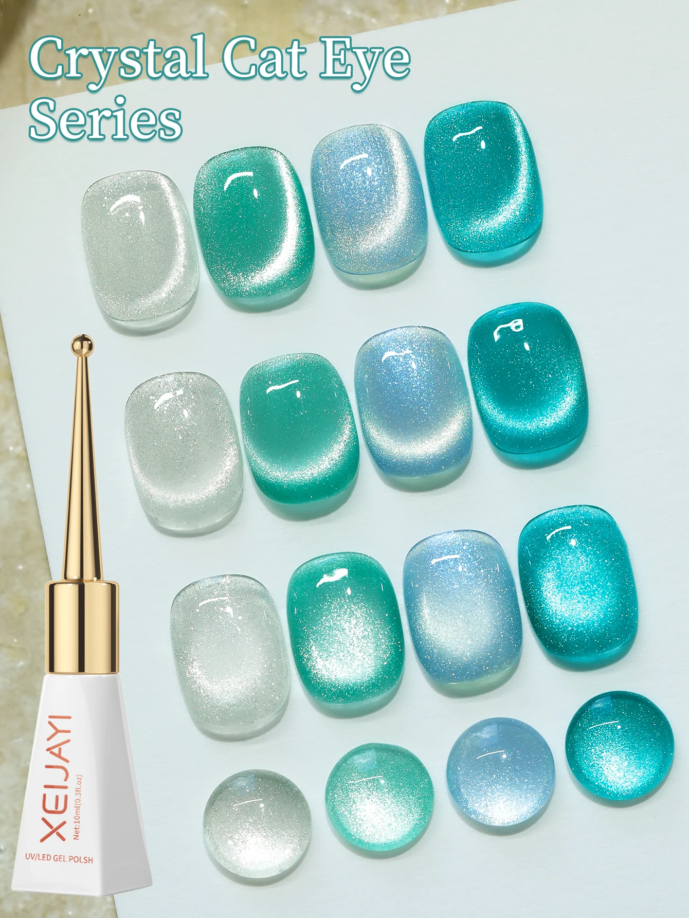 XEIJAYI 1/4 قطعة 10 مللي طلاء أظافر جل مغناطيسي على شكل عين القطة قابل للإزالة للأشعة فوق البنفسجية LED للنساء - عصا مغناطيسية غير متضمنة #4