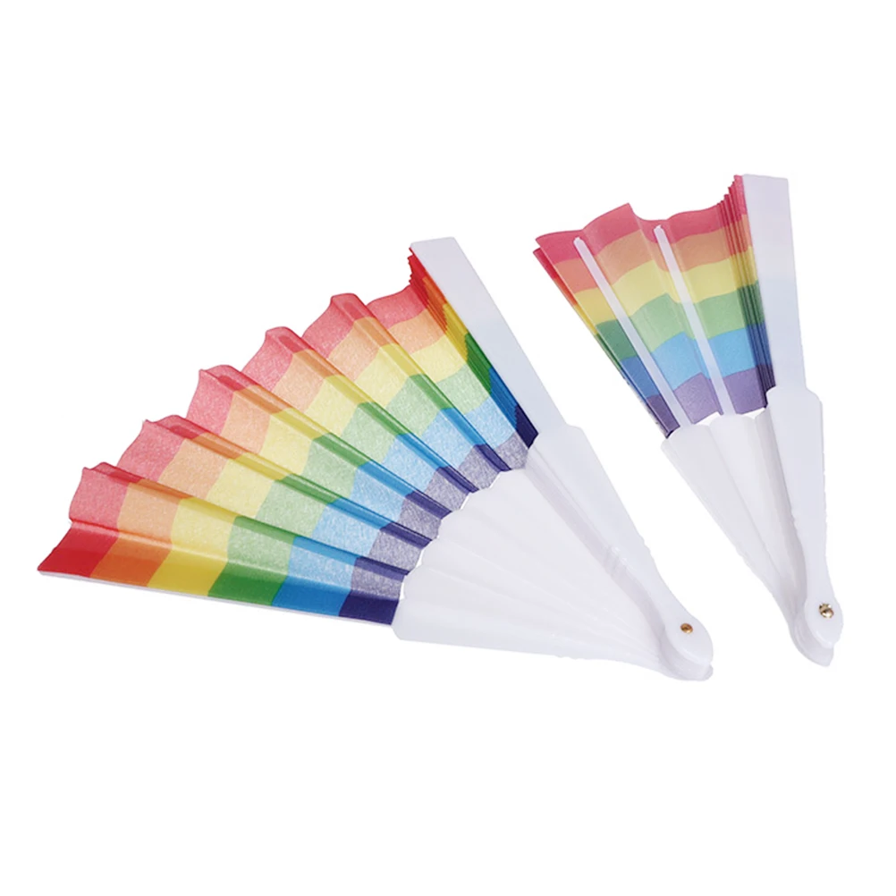 

3Pcs Rainbow Fans Foldable Bamboo H held Ladies Dancing Wedding Decorative Classic Style Portable Summer Gifts