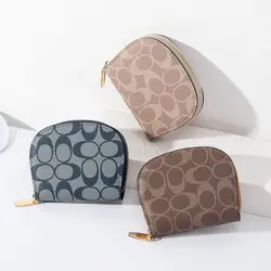 Bolso multifuncional de cuero para mujer, tarjetero Simple, monedero clásico con estampado ovalado, cartera corta para mujer, nuevo