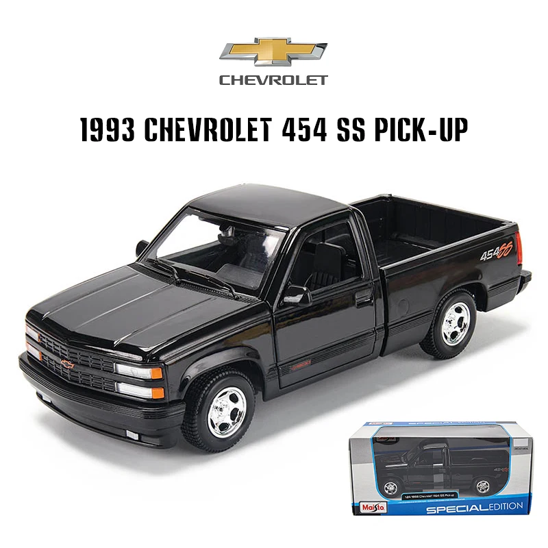 Maisto 1:24 1993 Chevrolet 454 SS Pick-up Black Simulation Alloy Car Model collection gift toy Alloy material birthday present