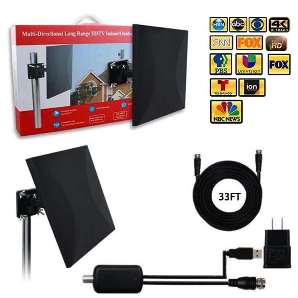 

Clear 4K 1080p Outdoor Digital HDTV Antenna with Amplifier Signal Booster for Smart TV,30dBi,with 32ft Coaxial HD TV Cable