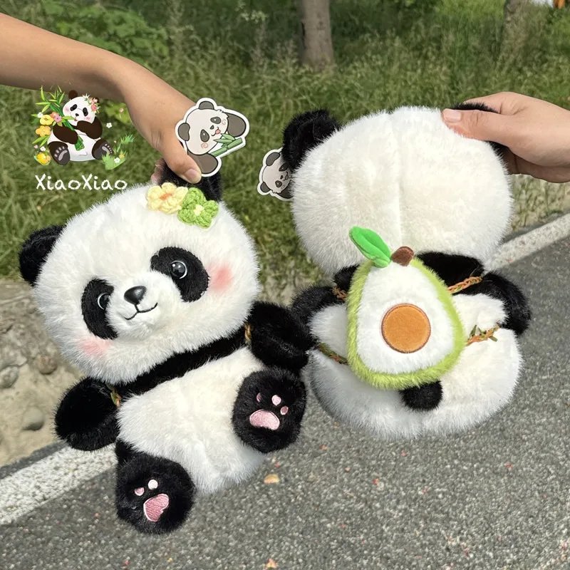 

Panda Plush Toy Lucky Avocado Flower Adorned Soft Fluffy Stuffed Animal Companion Doll Ideal Gift For Girlfriend Home Decor