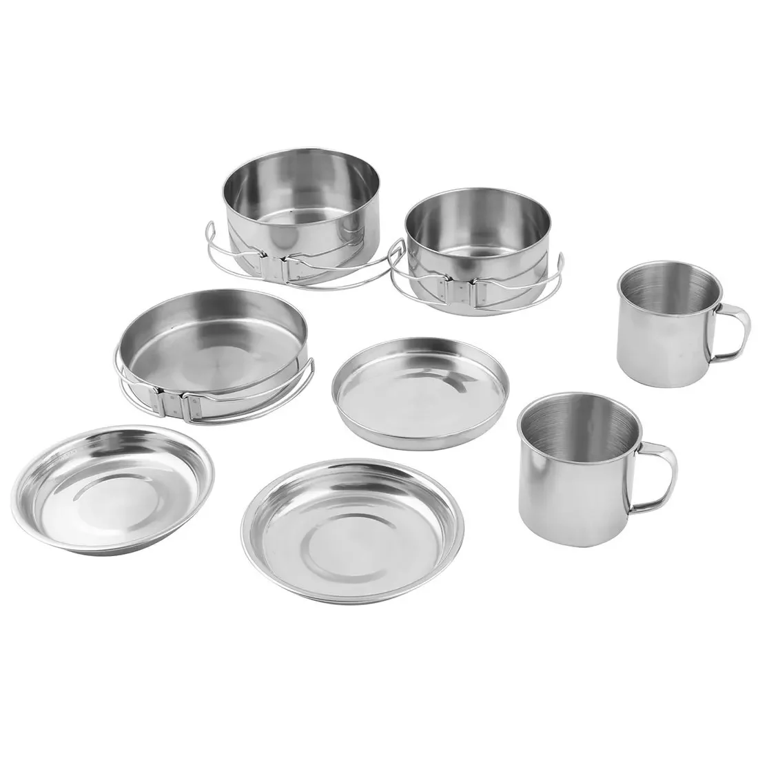 

8 Pcs Outdoor Camping Pots Set Stainless Steel Pans Cover Plate Cup Cookware for Picnic BBQ Cookset Cooking Hiking Backpacking