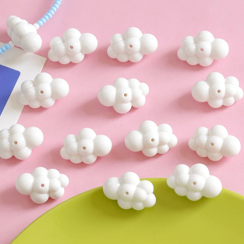 Cute ins cloud scattering beads diy mobile phone chain lisa the same plump white cloud jewelry material accessories