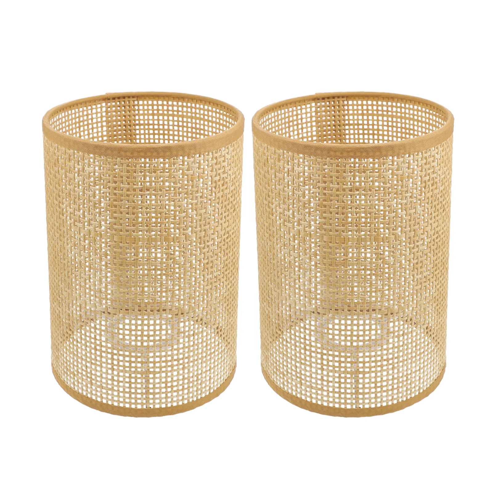 2 pçs rattan tecido abajur oco luz de teto capa quarto abajur casa hotel decorativo pendurado pingente trançado