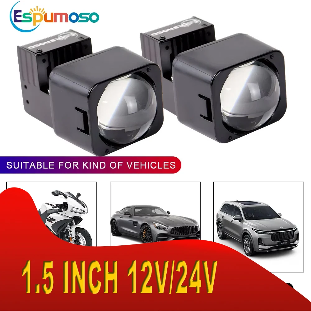 

1.5 Inch Universal 96W Led Headlights High Power Fog Light High Low Beam Lights for Vehicles Laser Lenses Spotlights 1/2pcs