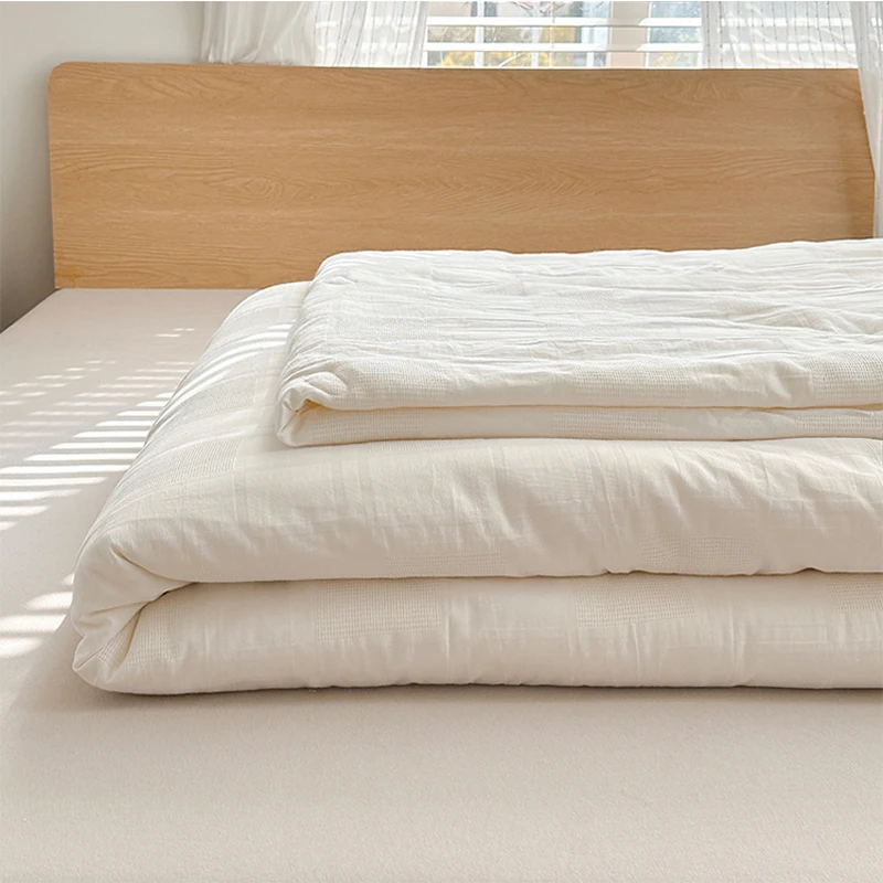 

Summer Cotton Quilt Plain Jacquard Weave Plaid Soybean Fiber Filling Couple Double Bed Cover Quilts Air conditioning Cool Quilts
