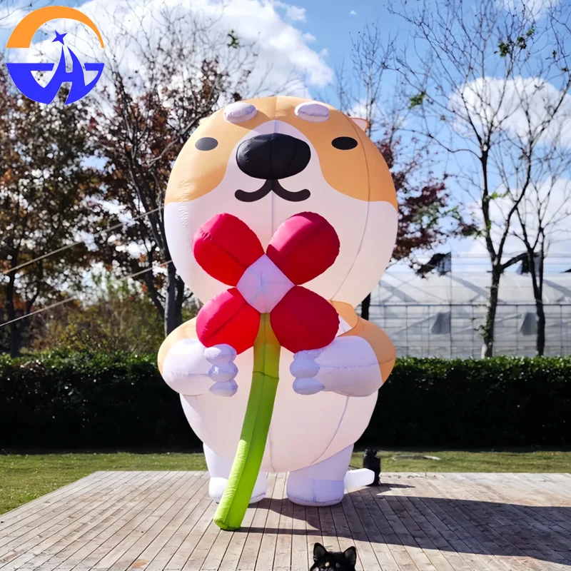 Modello gonfiabile dell'aria del Corgi del cucciolo del fumetto, oggetti di scena della decorazione del centro commerciale all'aperto degli animali Shiba Inu