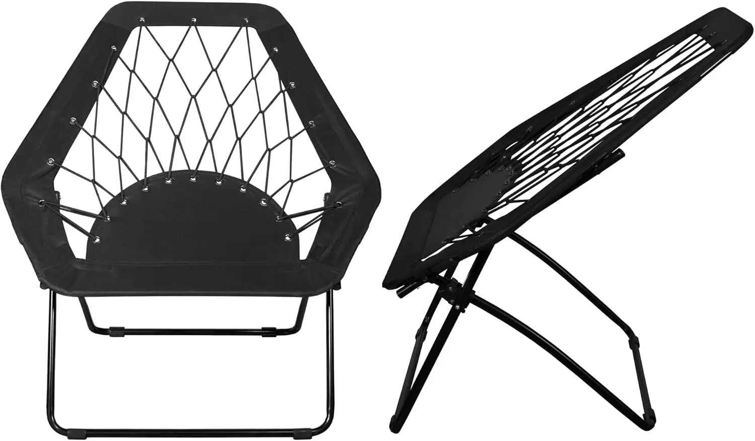 كرسي بنجي سداسي أسود قابل للطي، محمول للنوم أو السرير أو غرفة المعيشة - مثالي للقراءة والدراسة والألعاب (عبوة من قطعتين) #5