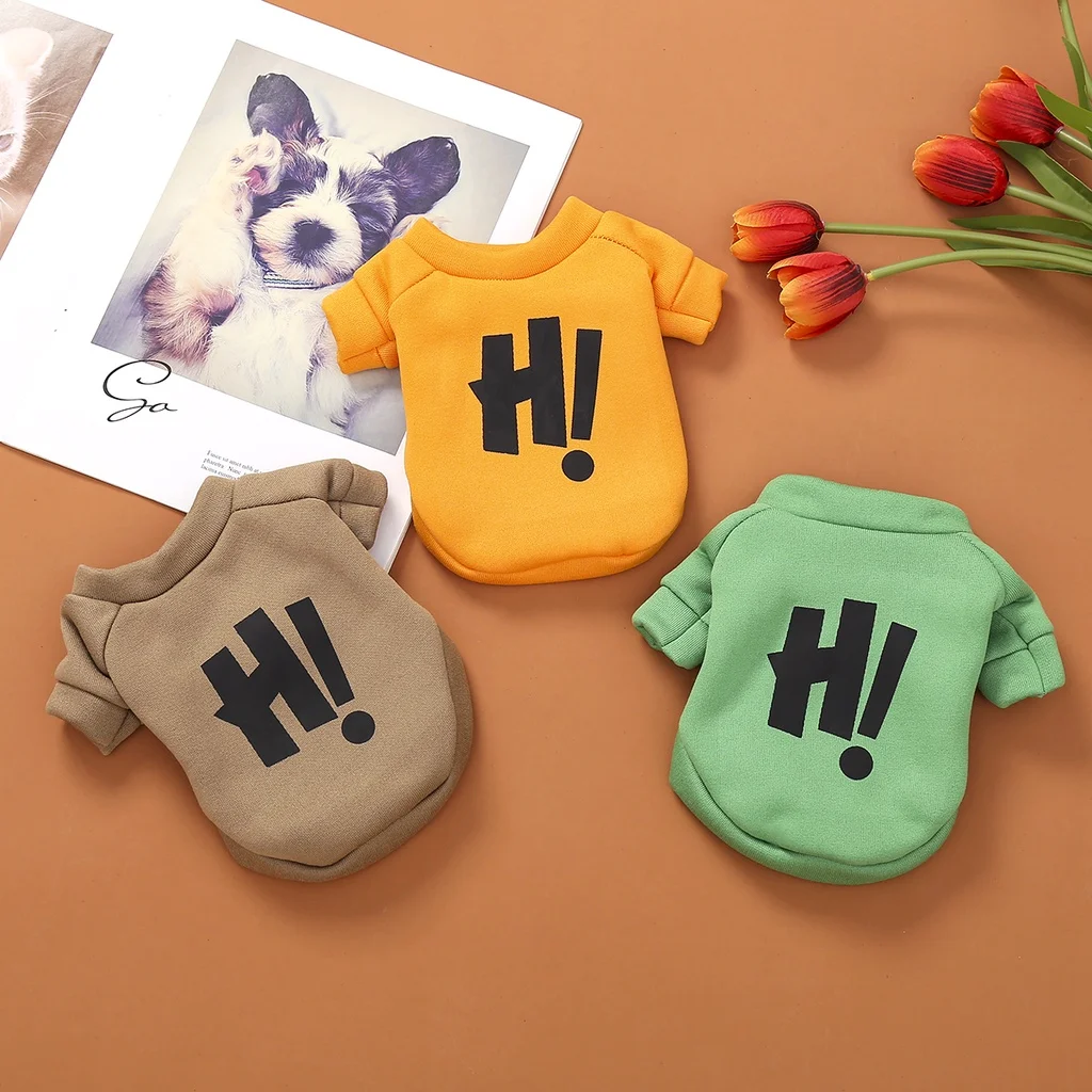 Pet Clothes Color Cartoon Letters Printed Sweater Dog Shirt Pet Warm Clothing Autumn And Winter XS-XXL