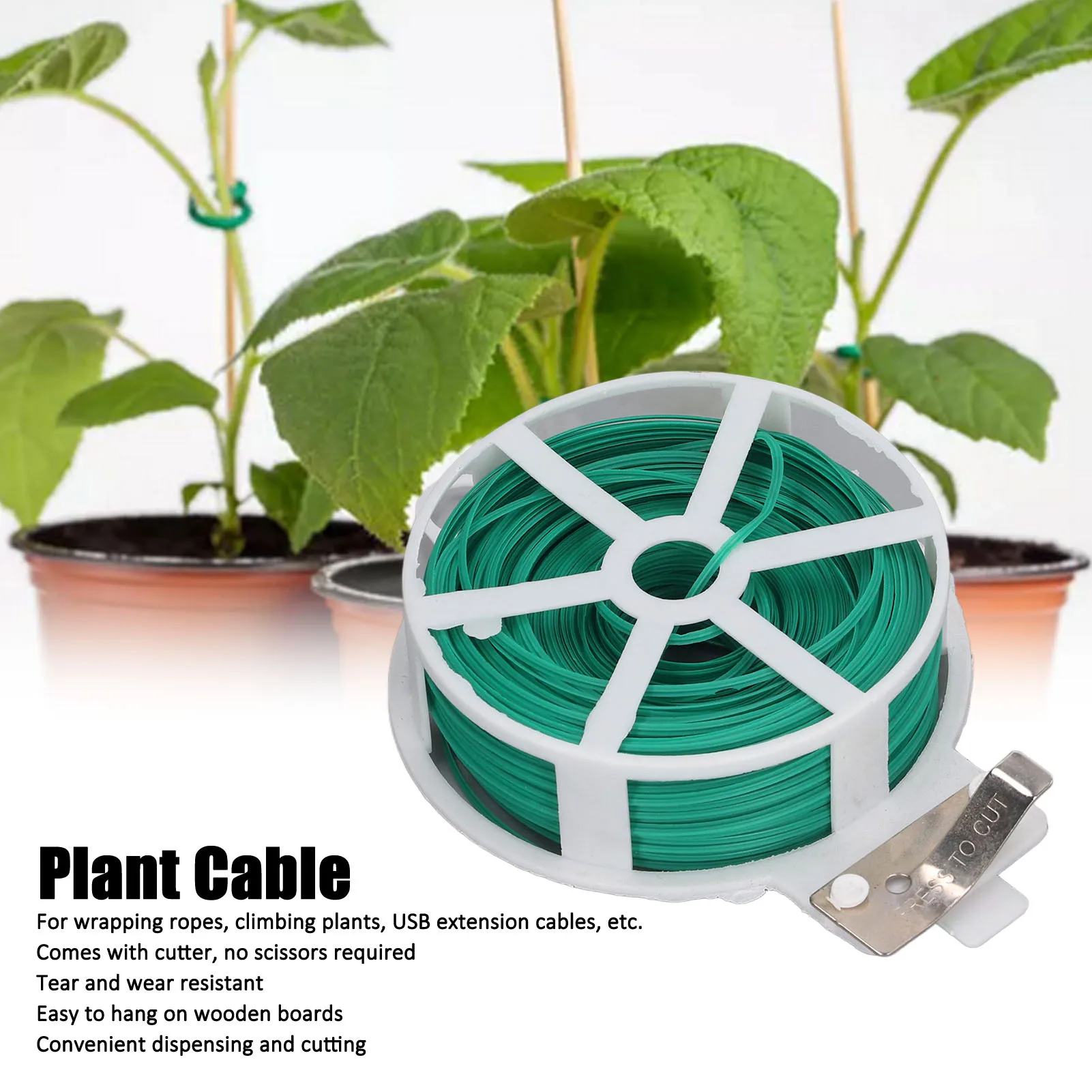 

Кабель для подвязки растений, проволока для подвязки растений, тросик для подвязки растений, подвязочный шнур, 100 м, полиэтиленовый, с ножом для садоводства и огородов