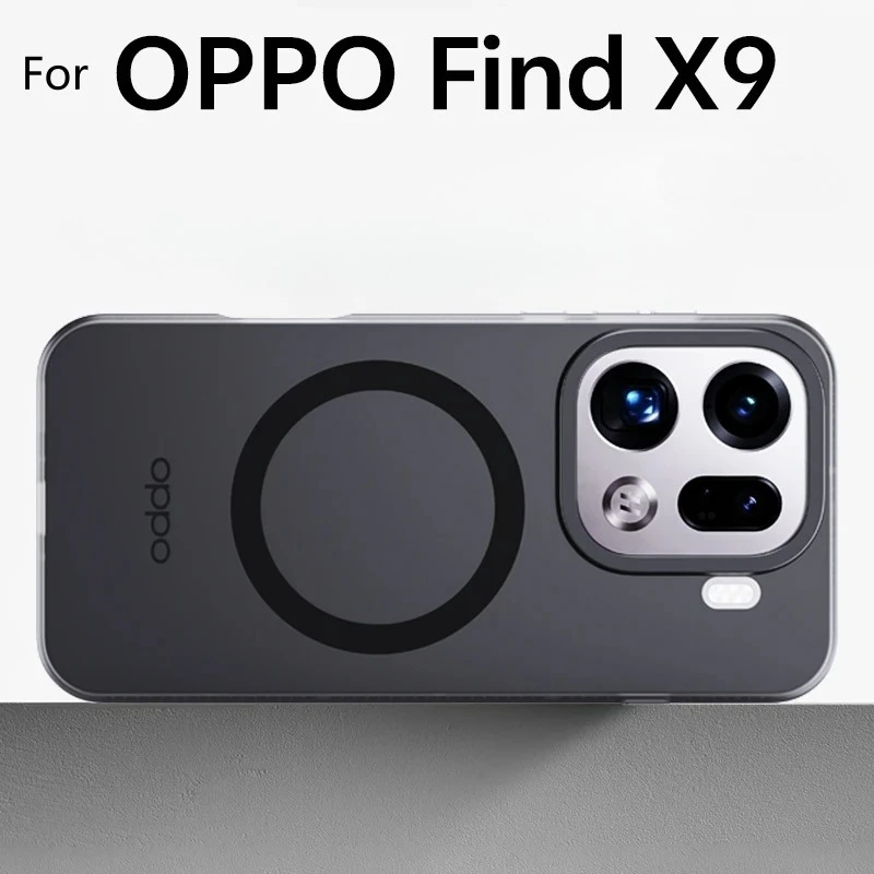 لـ OPPO Find X9 Pro حافظة مغناطيسية Magsafe لـ Find X 9 X9Pro 5G فاخرة ملمس جلدي غير لامع كاميرا شفافة واقية #1