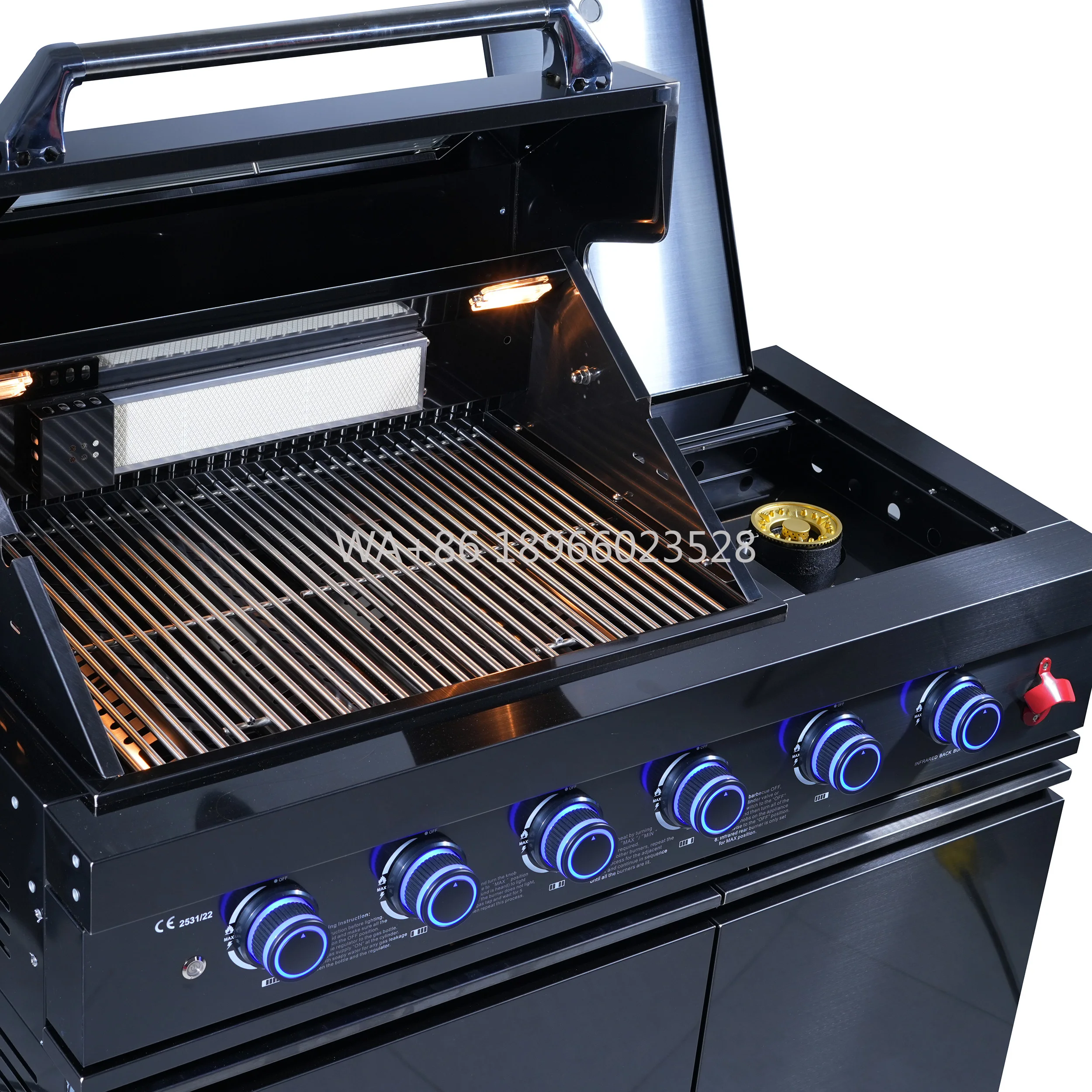 

Durable & Stylish for Outdoor Cooking SUS304 4-Burner Freestanding Gas Grill Black Titanium Outdoor BBQ for Parties