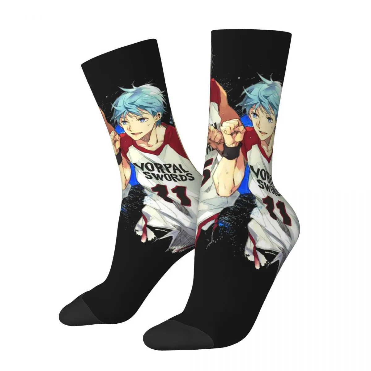 Funny Crazy Compression Sock for Men Good Players Hip Hop Harajuku Kuroko No Basket Sports Anime Series Happy Boys Crew Sock