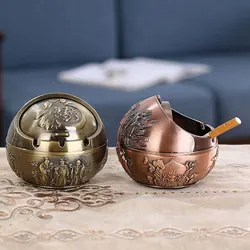 Ashtray Zinc Alloy Metal With Cover Anti-fall Windproof Ashtray Home living Room Tea Room Table Decoration Birthday Gift