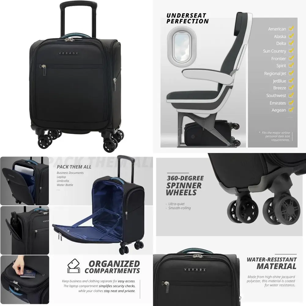 

Сумка для ручной клади на колесиках Softside Spinner для коротких поездок, путешествий в самолете, компактная и легкая