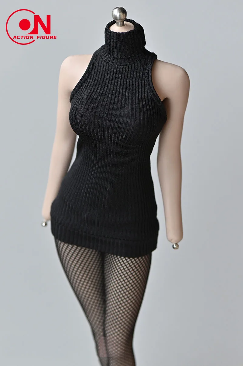 Sukienka swetrowa bez rękawów z wysokim kołnierzem w skali 1/6 dla kobiet, pasuje do figurek akcji 12'' PH TBL Soldier.
