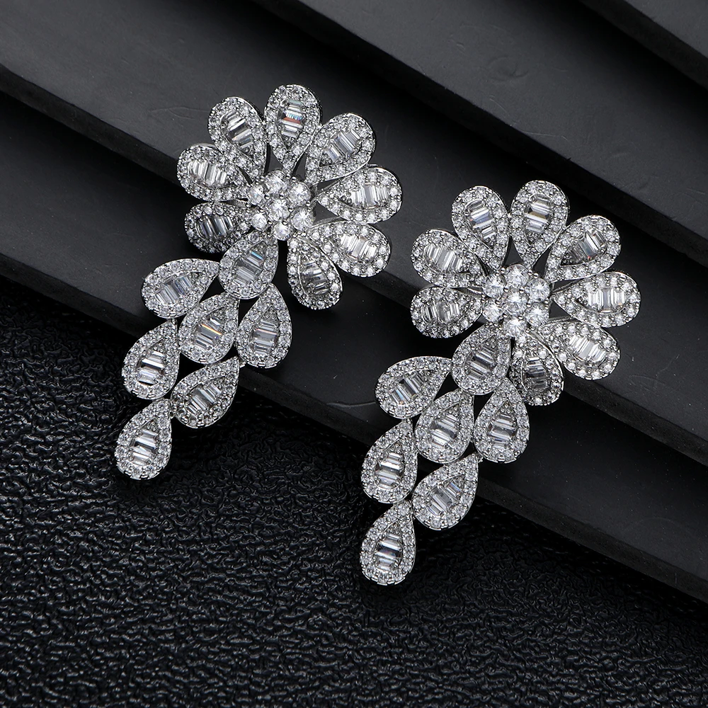 Luxury Trendy Multicolor Flowers Earring For Women Wedding Party Indian Dubai Bridal Jewelry Boucle D'Oreille Femme Gift A0148